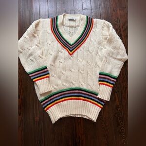 Rowing Blazers Croquet Stripe Tennis Sweater Medium Wool